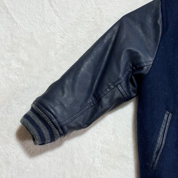 Baby Gap 4T Faux Leather Wool Letterman Bomber Stylish Spring Jacket - Picture 4 of 15